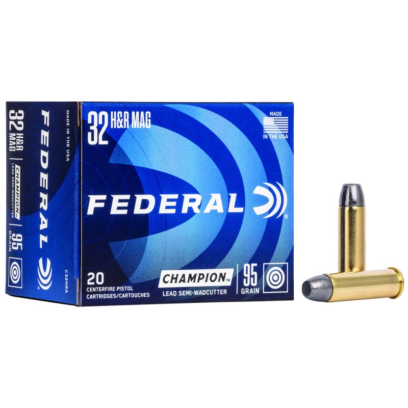 Federal C32HRA Champion Training 32HR Mag 95gr Lead Semi Wadcutter 20 Per Box25 Case