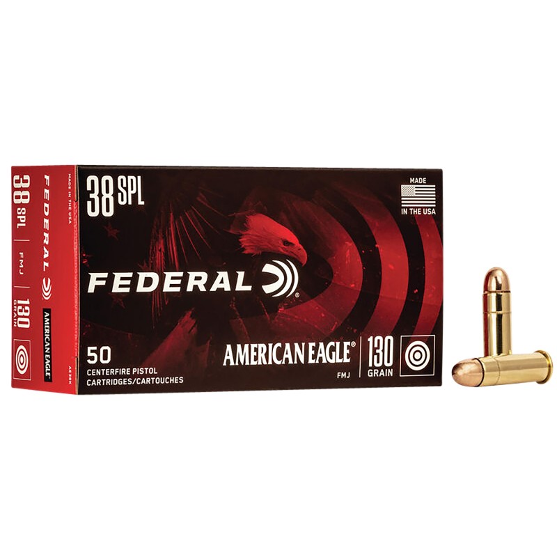 Federal AE38K American Eagle Handgun 38Special 130gr Full Metal Jacket 50 Per Box20 Case