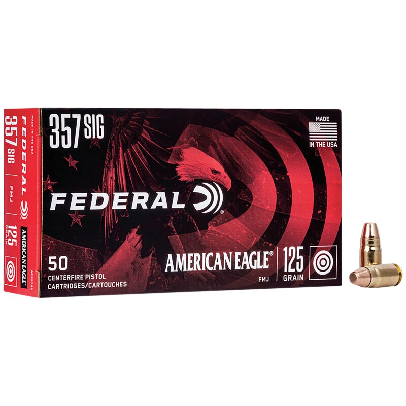 Federal AE357S2 American Eagle Handgun 357Sig 125gr Full Metal Jacket 50 Per Box20 Case