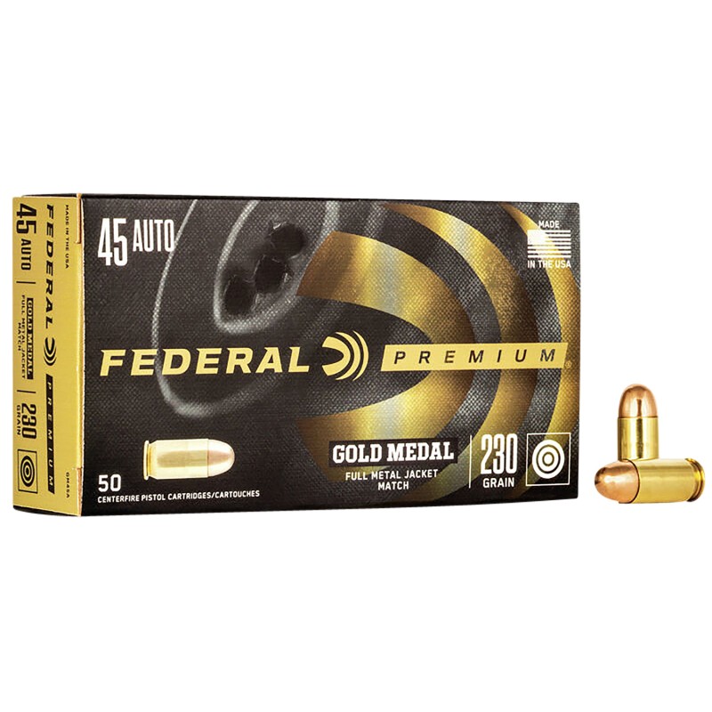 Federal GM45A Premium Gold Medal 45ACP 230gr Full Metal Jacket 50 Per Box20 Case