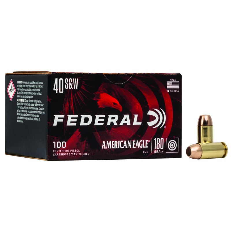 Federal AE40R100 American Eagle Handgun 40SW 180gr Full Metal Jacket 100 Per Box5 Case