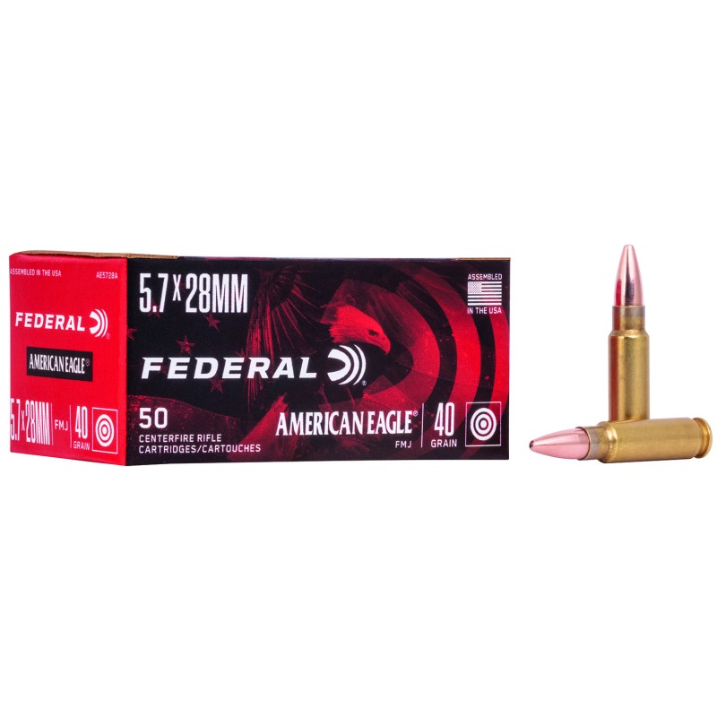 Federal AE5728A American Eagle Handgun 5.7x28mm 40gr Full Metal Jacket 50 Per Box10 Case