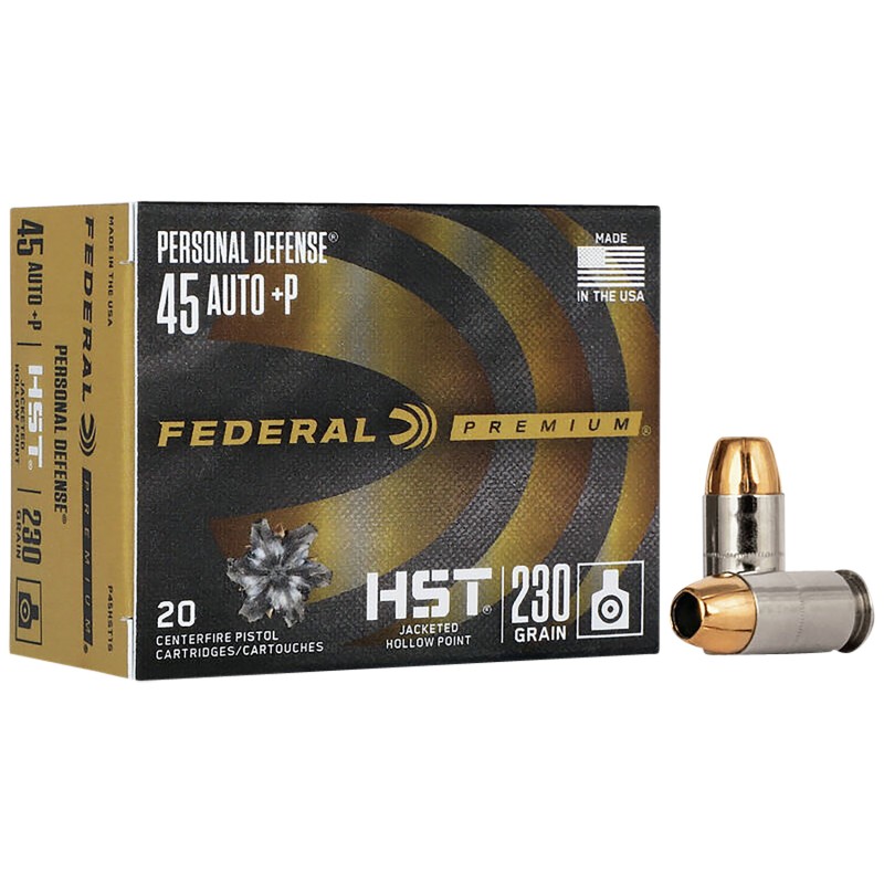 Federal P45HST1S Premium Personal Defense 45ACPP 230gr HST Jacketed Hollow Point 20 Per Box10 Case