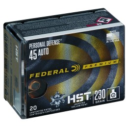 Federal P45HST2S Premium Personal Defense 45ACP 230gr HST Jacketed Hollow Point 20 Per Box10 Case