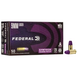 Federal AE9SJ4 Syntech Training Match 9mmLuger 124gr Total Syntech Jacket Flat Nose 50 Per Box10 Case