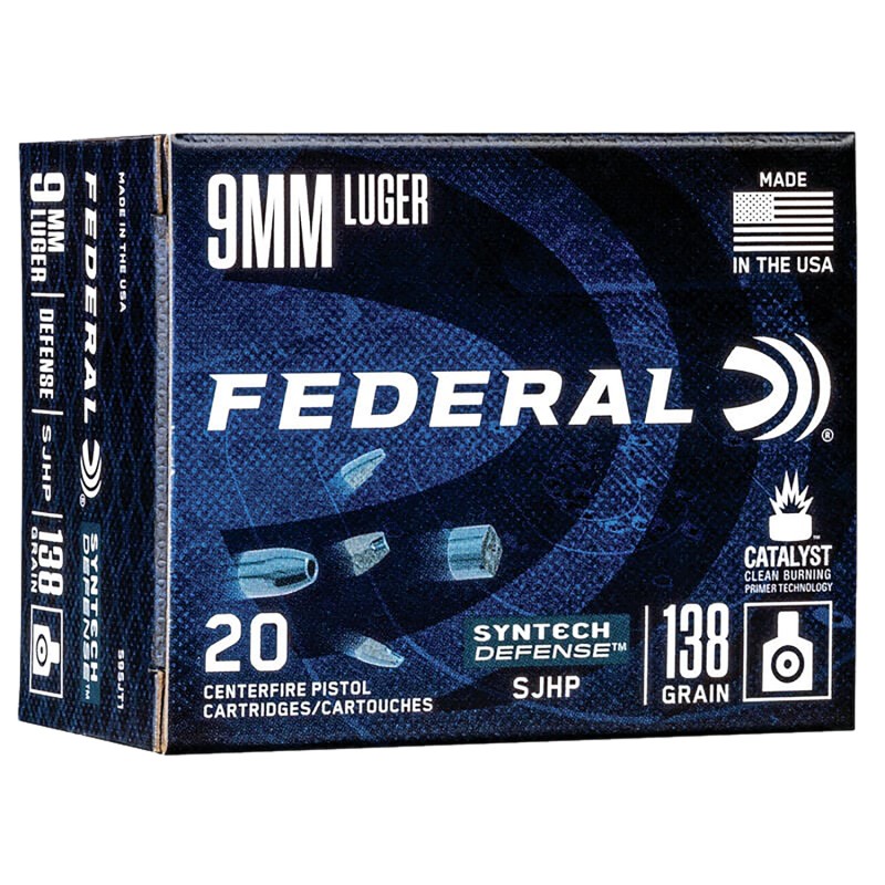 Federal S9SJT1 Syntech Defense 9mmLuger 138gr Segmented Jacketed Hollow Point 20 Per Box10 Case