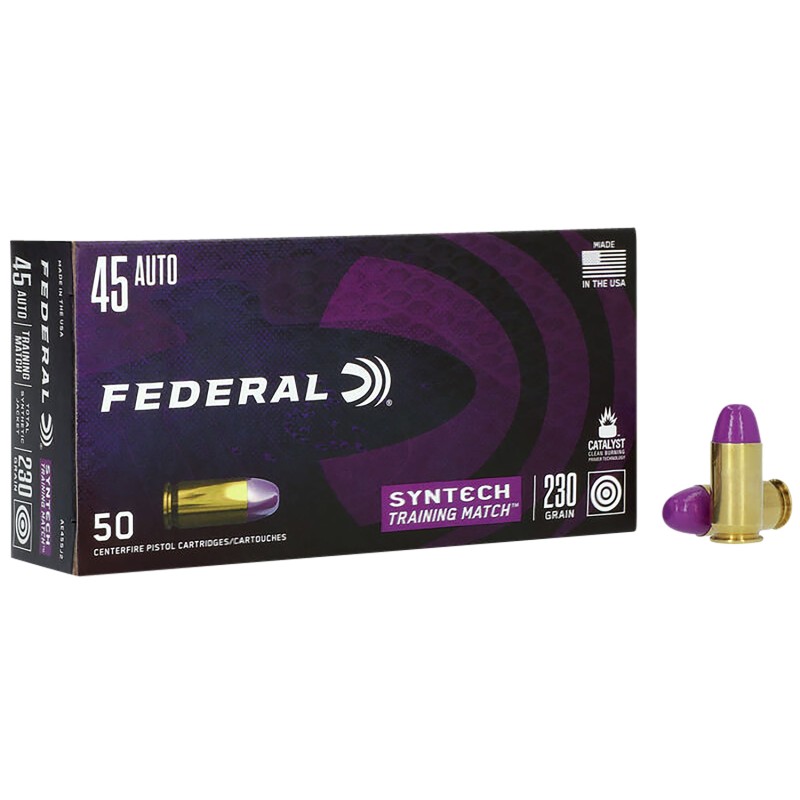 Federal AE45SJ2 Syntech Training Match 45ACP 230gr Total Syntech Jacket Flat Nose 50 Per Box10 Case