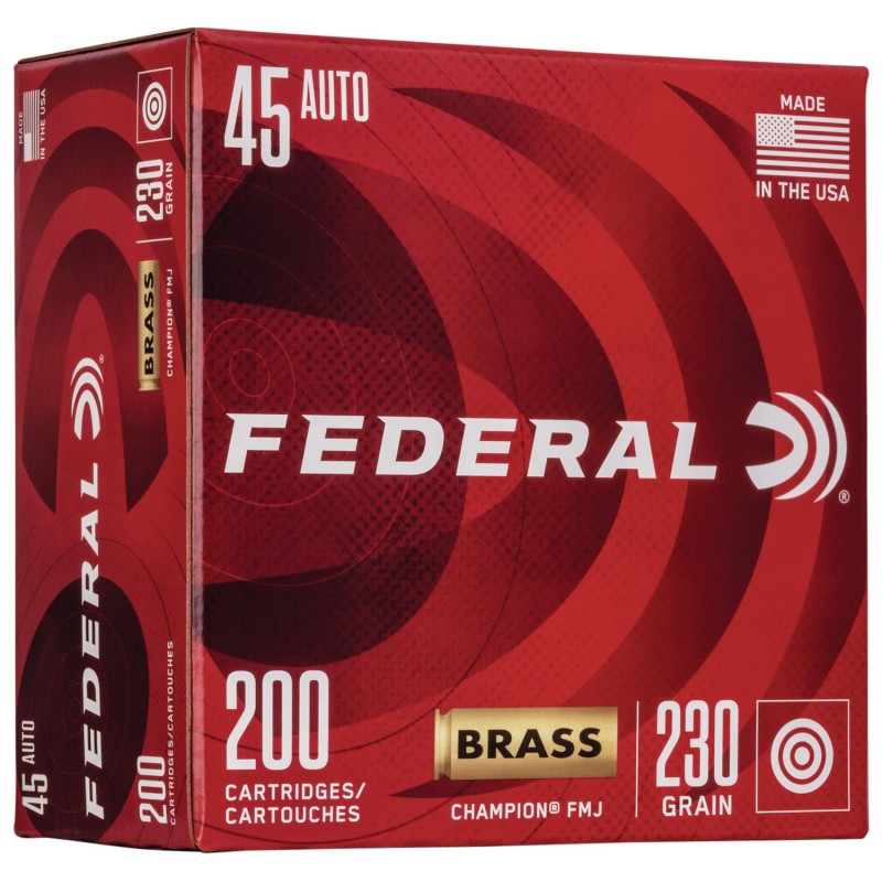 Federal WM52332 Champion Training 45ACP 230gr Full Metal Jacket 200 Per Box5 Case