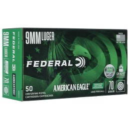 Federal AE9LF1 American Eagle IRT  9mmLuger 70gr Lead Free IRT 50 Per Box10 Case