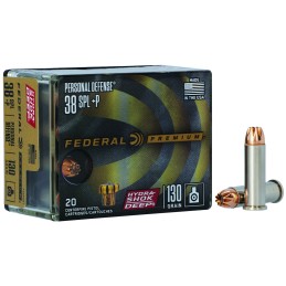 Federal P38HSD1 Premium Personal Defense 38SpecialP 130gr HydraShok Deep Hollow Point 20 Per Box10 Case