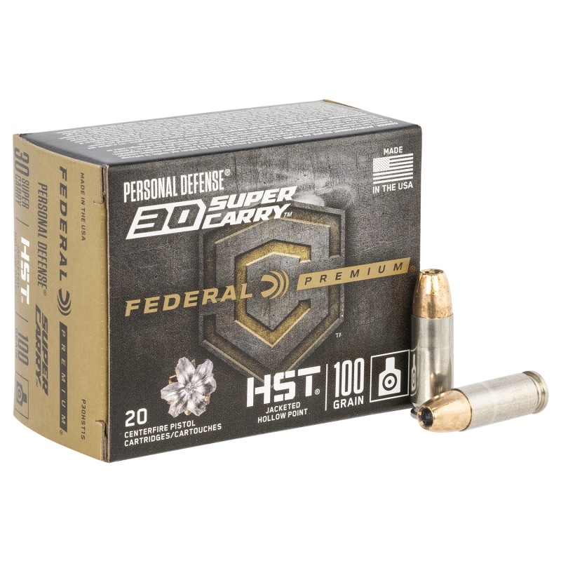 Federal P30HST1S Premium Personal Defense 30Super Carry 100gr HST Jacketed Hollow Point 20 Per Box10 Case