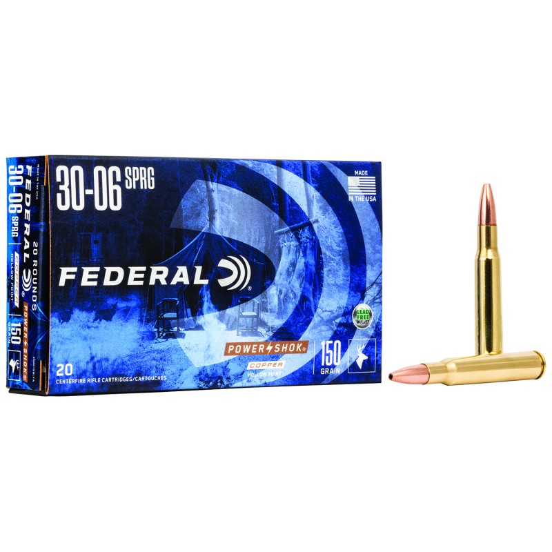 Federal 3006150LFA PowerShok  3006Springfield 150gr Copper Hollow Point 20 Per Box10 Case