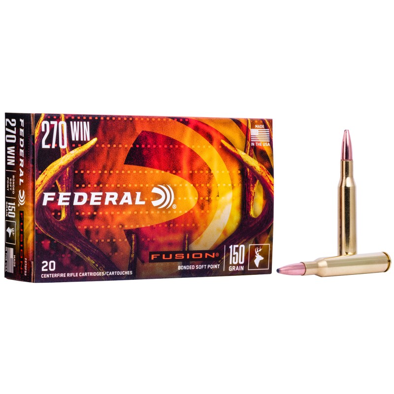 Federal F270FS2 Fusion  270Win 150gr Bonded Soft Point 20 Per Box10 Case