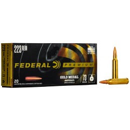 Federal GM223BH73 Premium Gold Medal 223Rem 73gr Berger Open Tip Match 20 Per Box10 Case