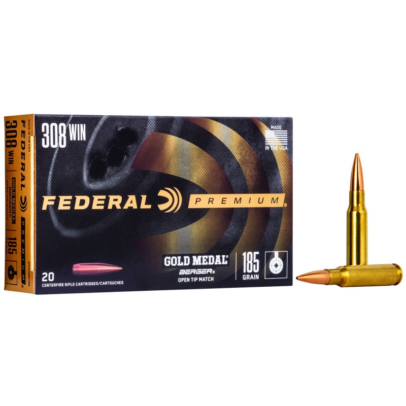 Federal GM308BH185 Premium Gold Medal 308Win 185gr Berger Jugernaught Open Tip Match 20 Per Box10 Case