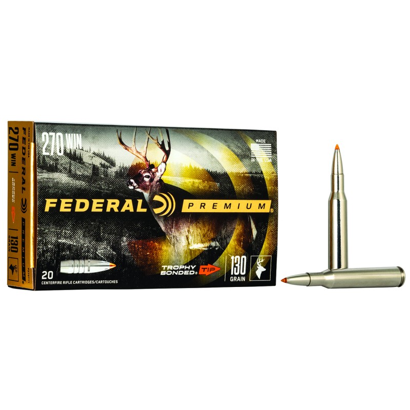 Federal P270TT1 Premium  270Win 130gr Trophy Bonded Tip 20 Per Box10 Case