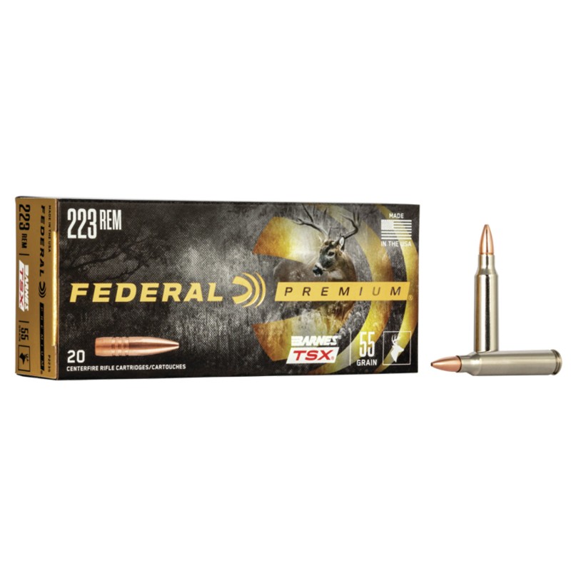 Federal P223S Premium  223Rem 55gr Barnes TSX 20 Per Box10 Case