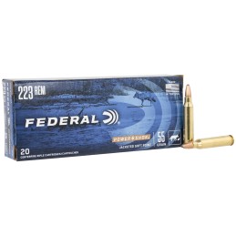 Federal 223A PowerShok  223Rem 55gr Jacketed Soft Point 20 Per Box10 Case