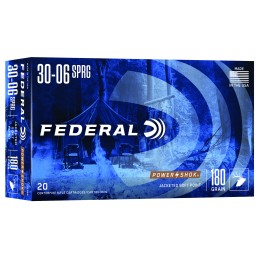 Federal 3006B PowerShok  3006Springfield 180gr Jacketed Soft Point 20 Per Box10 Case