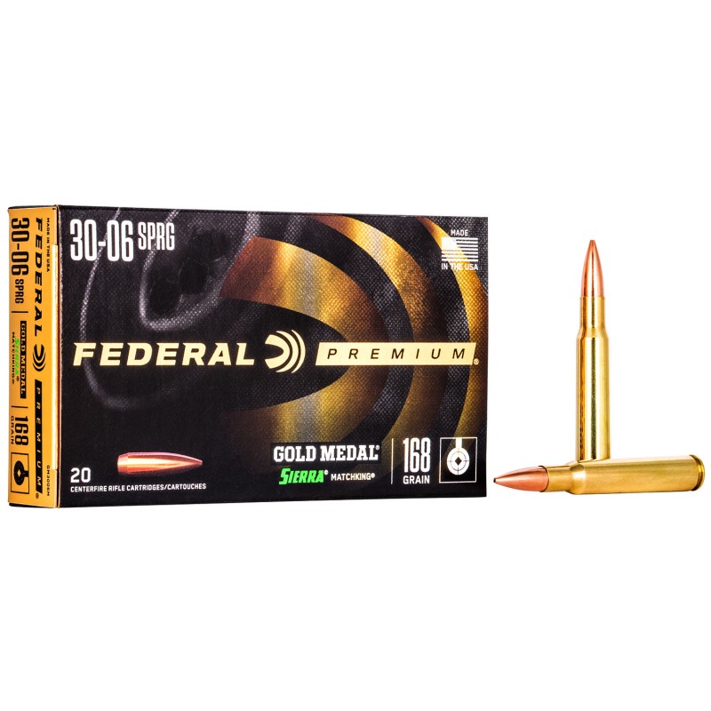 Federal GM3006M Premium Gold Medal 3006Springfield 168gr Sierra MatchKing BTHP 20 Per Box10 Case