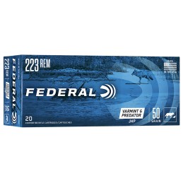 Federal AE223G American Eagle Varmint  Predator 223Rem 50gr Jacketed Hollow Point 20 Per Box25 Case