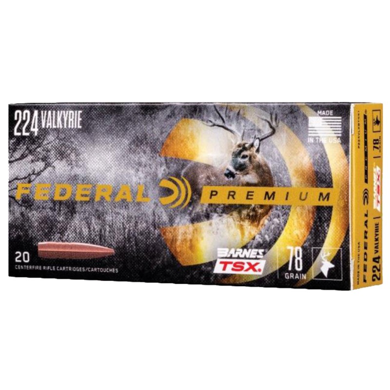 Federal P224VLKBTSX1 Premium  224Valkyrie 78gr Barnes TSX 20 Per Box10 Case