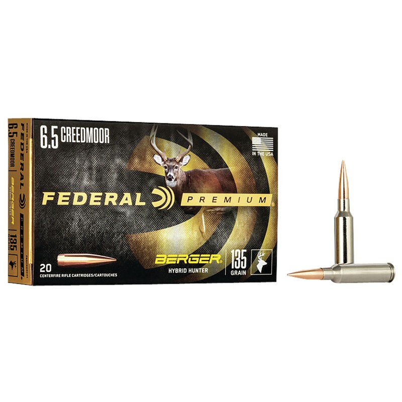 Federal P65CRDBCH1 Premium  6.5Creedmoor 135gr Berger Hybrid Hunter 20 Per Box10 Case