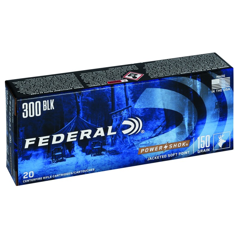 Federal 300BLKB PowerShok  300Blackout 150gr Jacketed Soft Point 20 Per Box10 Case