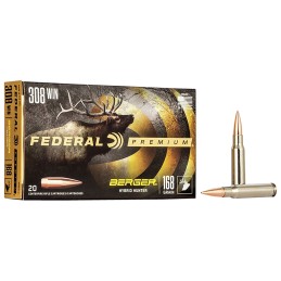 Federal P308BCH1 Premium  308Win 168gr Berger Hybrid Hunter 20 Per Box10 Case