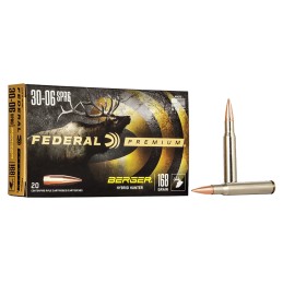 Federal P3006BCH1 Premium  3006Springfield 168gr Berger Hybrid Hunter 20 Per Box10 Case