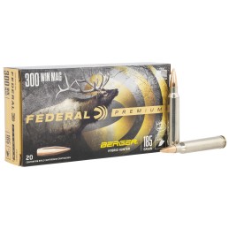 Federal P300WBCH1 Premium  300WinMag 185gr Berger Hybrid Hunter 20 Per Box10 Case