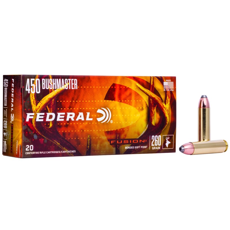 Federal F450BMFS1 Fusion  450Bushmaster 260gr Bonded Soft Point 20 Per Box10 Case