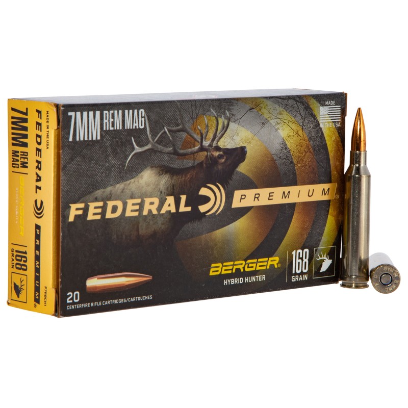 Federal PR7BCH1 Premium  7mmRemMag 168gr Berger Hybrid Hunter 20 Per Box10 Case