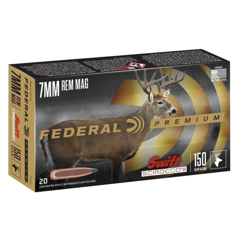 Federal P7RSS1 Premium  7mmRemMag 150gr Swift Scirocco II 20 Per Box10 Case