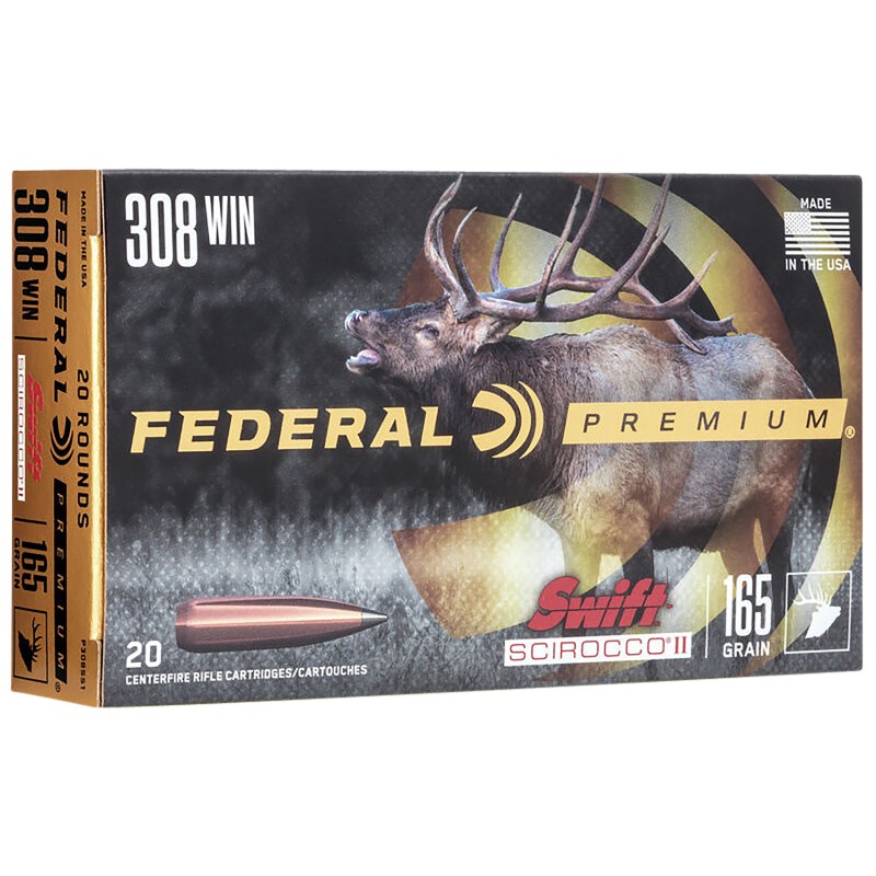 Federal P308SS1 Premium  308Win 165gr Swift Scirocco II 20 Per Box10 Case