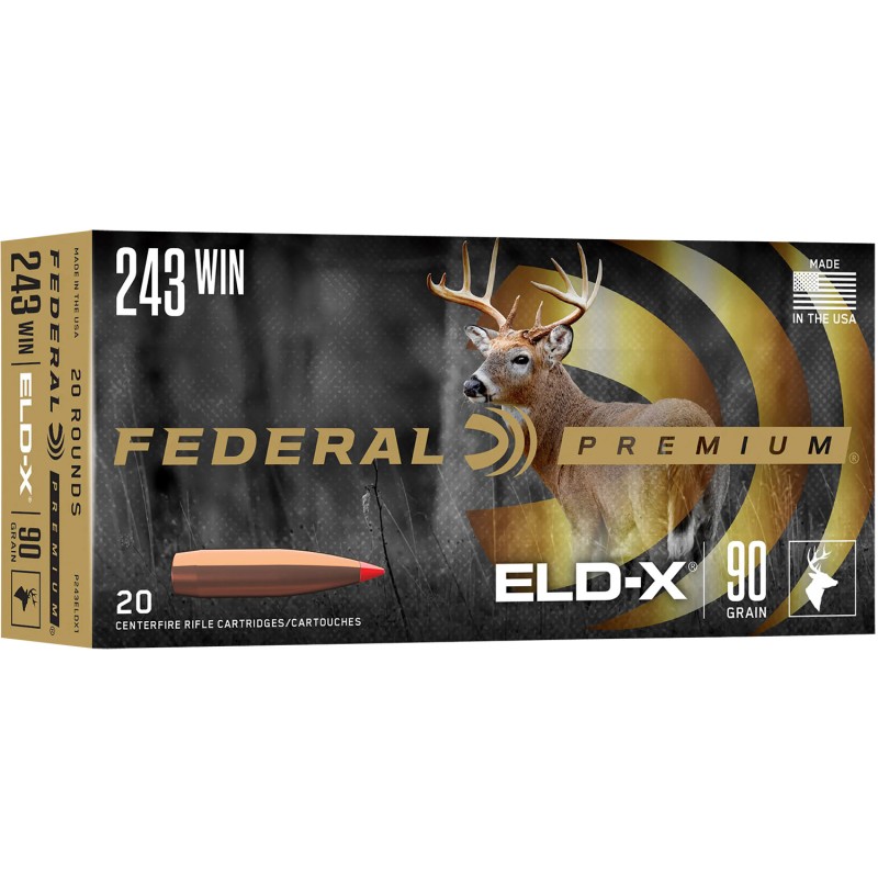 Federal P243ELDX1 Premium ELDX 243Win 90gr 20 Per Box10 Case