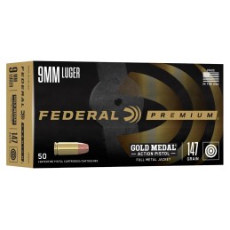 Federal GM9AP1 Gold Medal Centerfire Pistol 9mmLuger 147gr Full Metal Jacket 50 Per Box10 Case