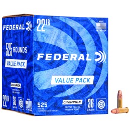 Federal 745 Champion Training Value Pack 22LR 36gr Copper Plated Hollow Point 525 Per Box10 Case