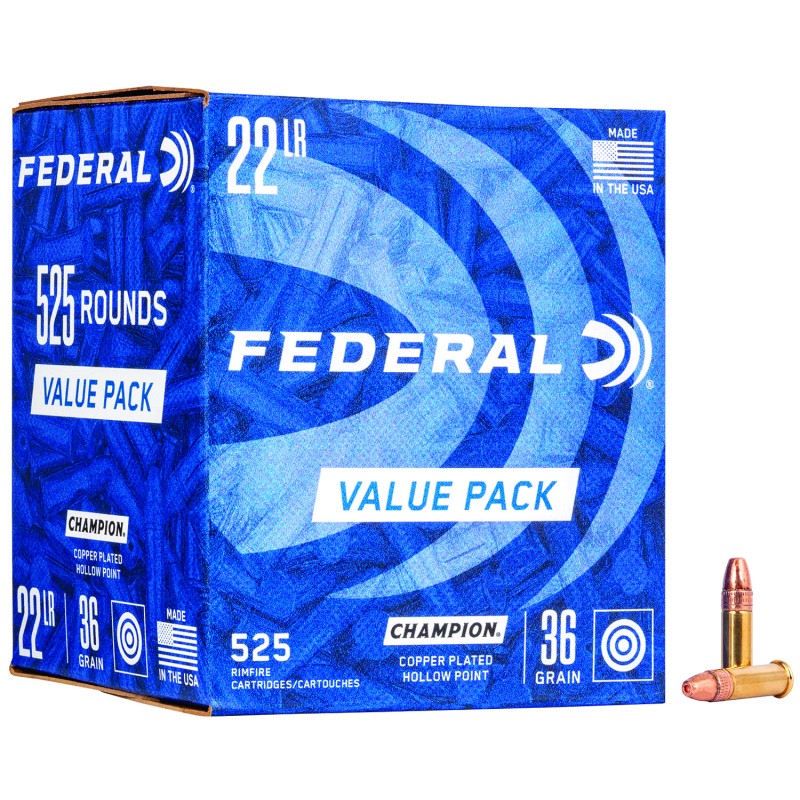 Federal 745 Champion Training Value Pack 22LR 36gr Copper Plated Hollow Point 525 Per Box10 Case