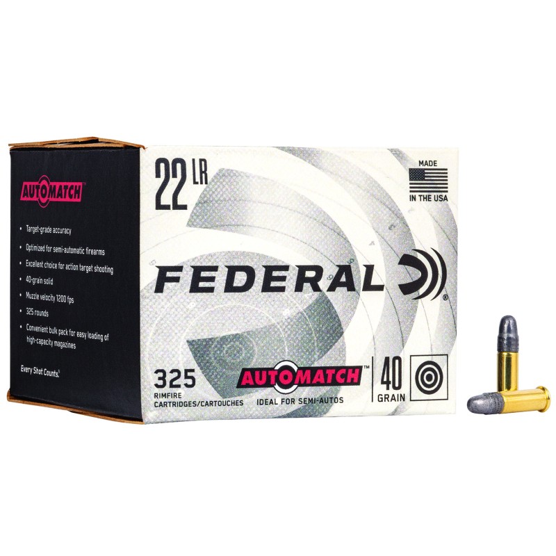 Federal AM22 Champion Training Auto Match 22LR 40gr Lead Round Nose 325 Per Box10 Case Bulk