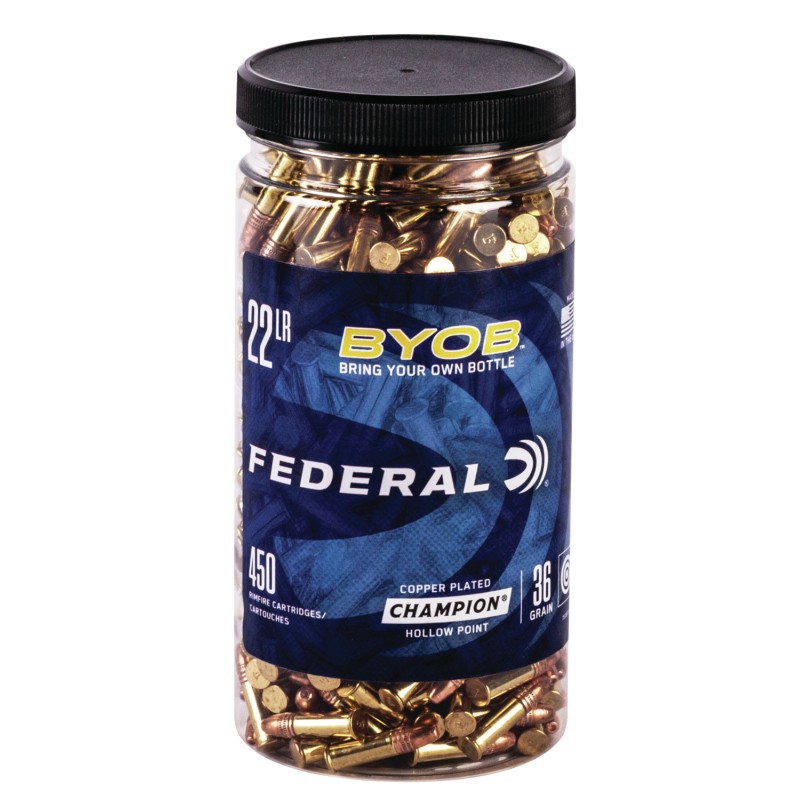 Federal 750BTL450 Champion Training BYOB 22LR 36gr Copper Plated Hollow Point 450 Per Box8 Case