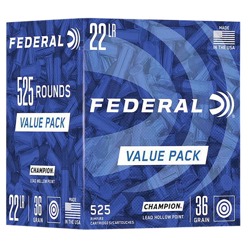 Federal 747 Champion Training Value Pack 22LR 36gr Lead Hollow Point 525 Per Box10 Case