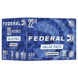 Federal 749 Champion Training Value Pack 22LR 36gr Lead Hollow Point 325 Per Box10 Case