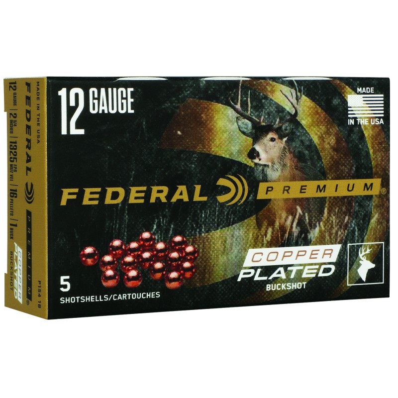 Federal P1541B Premium Max Buck 12Gauge 2.75 1BuckShot 16Pellets 5 Per Box50 Case