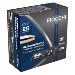 Fiocchi 9XTPB25 Hyperformance  9mmLuger 147gr Hornady XTP Hollow Point 25 Per Box20 Case