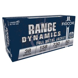 Fiocchi 38G Range Dynamics  38Special 158gr Full Metal Jacket 50 Per Box20 Case