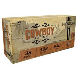 Fiocchi 38CA Cowboy Action  38Special 158gr Lead Flat Point 50 Per Box10 Case