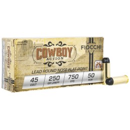 Fiocchi 45LCCA Cowboy Action  45Colt 250gr Lead Round Nose Flat Point 50 Per Box10 Case