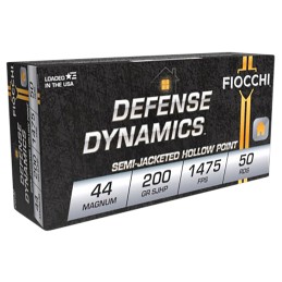 Fiocchi 44B500 Defense Dynamics  44RemMag 200gr Semi Jacketed Hollow Point 50 Per Box10 Case