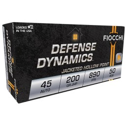 Fiocchi 45B500 Defense Dynamics  45ACP 200gr Jacketed Hollow Point 50 Per Box10 Case